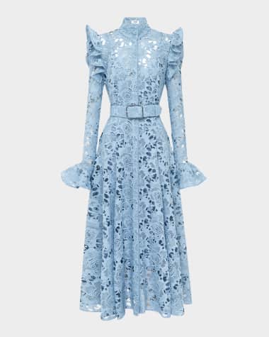 LEO LIN Aliyah Lace Butterfly-Sleeve Midi Dress