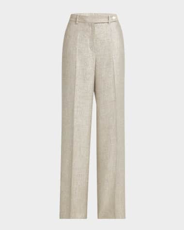 Kiton Metallic Crepe Straight-Leg Trousers