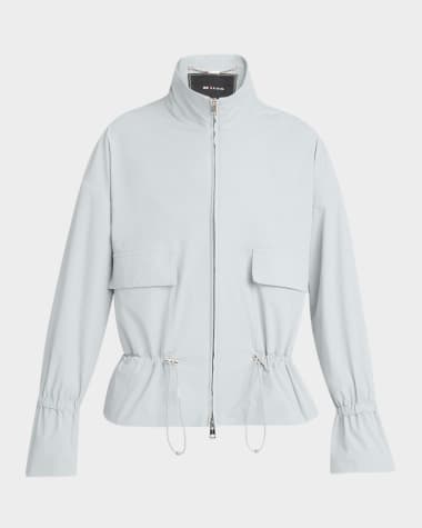 Kiton Cinched-Waist Cotton Zip Blouse