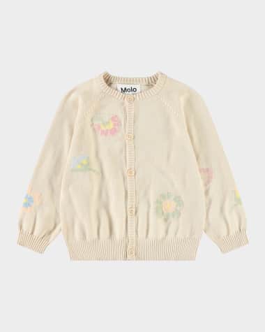 Molo Girl's Brody Cardigan W/ Floral Accents, Size 3M-2