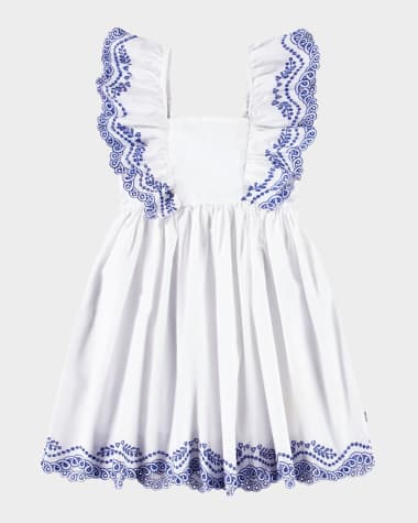 Molo Girl's Clementine Ruffle Embroidered Dress, Size 7-12