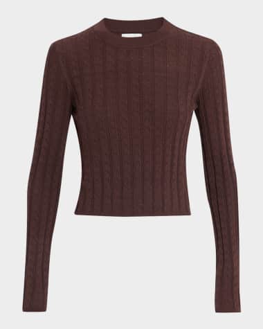 Loulou Studio Tinos Pointelle Knit Cropped Sweater