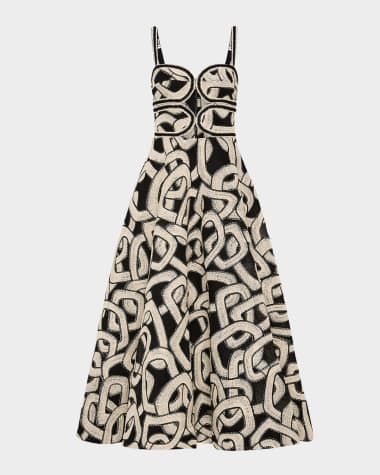 REBECCA VALLANCE Catena Cutout Mesh-Embroidered Midi Dress