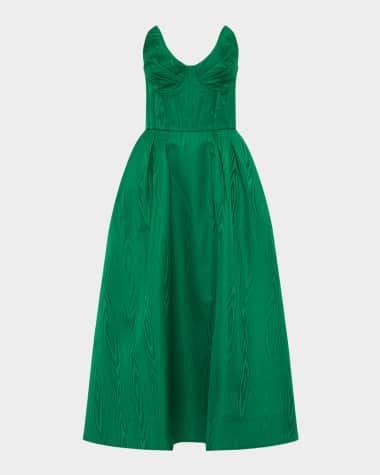 REBECCA VALLANCE Luiza Pleated Strapless Midi Dress