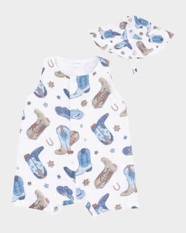 Angel Dear Boy's Cowboy Boots Romper W/ Sunhat Set, Size 3M-24M