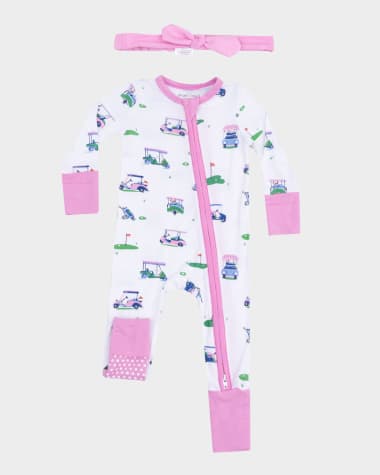 Angel Dear Girl's Vintage Golf Carts Printed Coverall, Size Newborn-24M