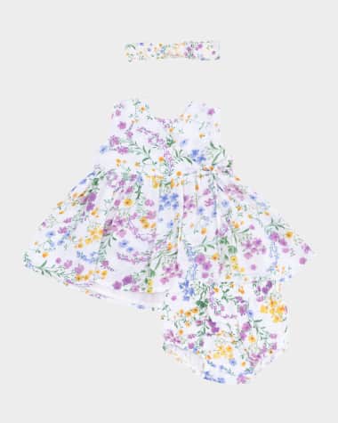 Angel Dear Girl's Cottage Climbing Floral-Print Dress W/ Bloomers & Headband, Size Newborn-24M