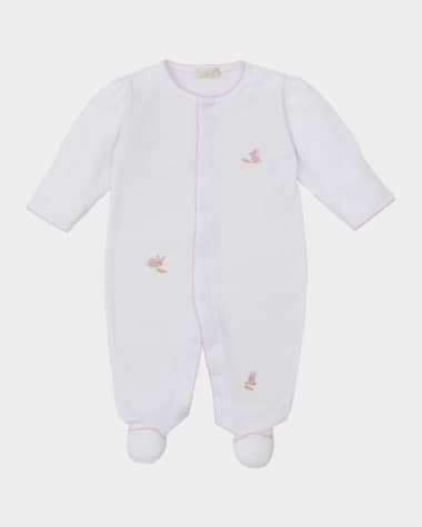 Kissy Kissy Girl's Premier Hand Embroidered Bunny Patch Footie, Size Newborn-9M