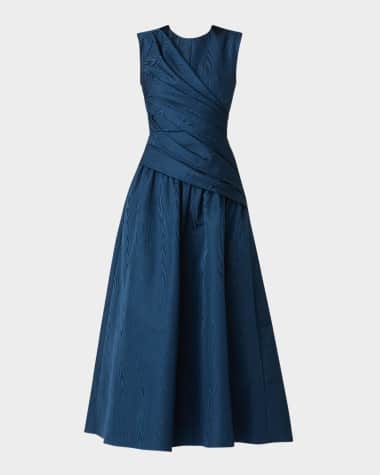Shoshanna Gabriele Pleated Swirl-Print Midi Dress