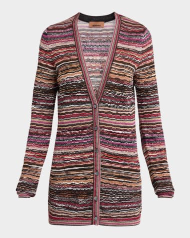 Missoni Metallic Striped V-Neck Cardigan