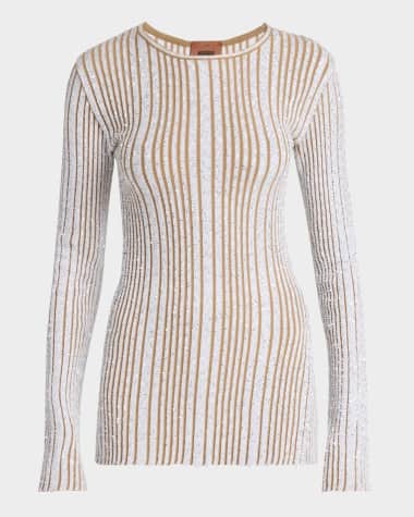 Missoni Paillette Striped Rib Crewneck Sweater