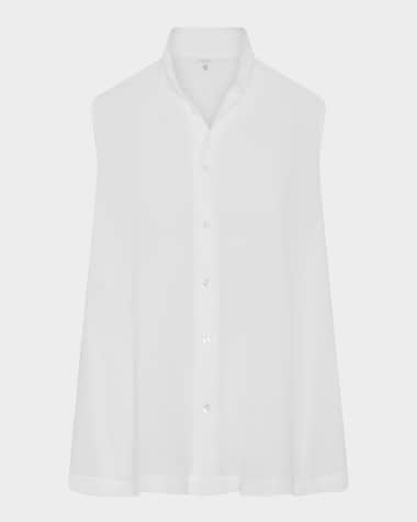 Eskandar Sleeveless Caucasus Shirt With Notch Collar (Long Length)