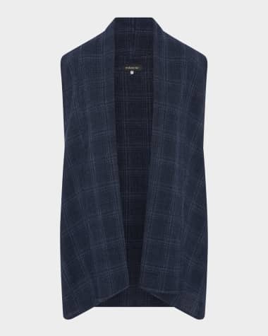 Eskandar A-Line Scrunch Shawl-Collar Waistcoat (Long Length)
