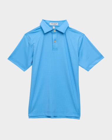 Peter Millar Boy's Gingham Performance Jersey Polo Shirt, Size XS-XL