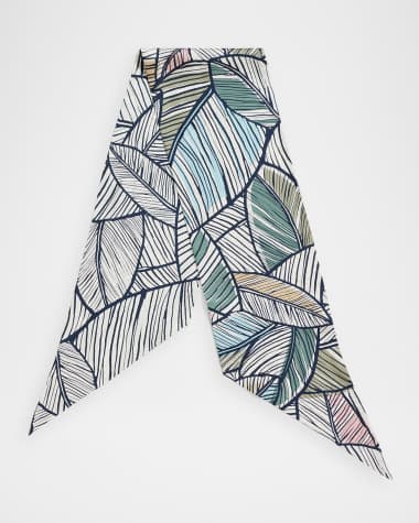 Giorgio Armani Men's Silk Leaf-Print Neck Scarf