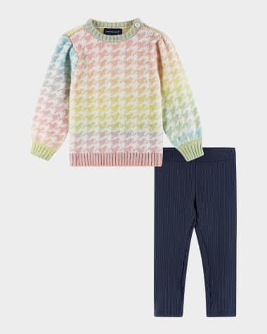 Andy & Evan Ombre Rainbow Houndstooth Sweater & Legging Set, Size 6M-24M