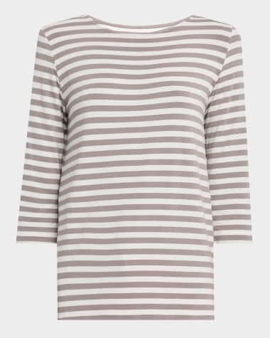 Majestic Filatures Soft Touch Boatneck Striped Jersey T-Shirt