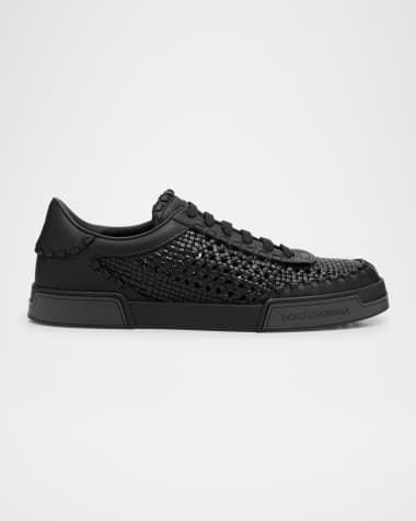 Dolce&Gabbana Men's Portofino Yacht Woven Leather Low-Top Sneakers
