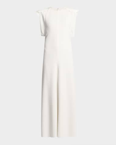 Victoria Beckham Folded Cap-Sleeve Midi Dress