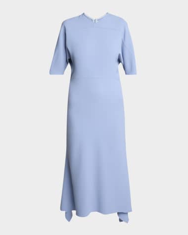 Victoria Beckham Drop-Sleeve Kickflare Midi Dress