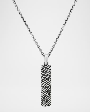 John Varvatos Men's Sterling Silver Snakeskin Rectangle Pendant Necklace, 24"L