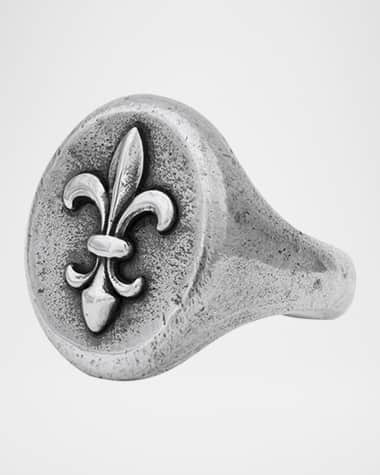 John Varvatos Men's Fleur De Lis Sterling Silver Signet Ring, Size 10