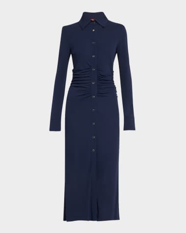 Altuzarra Claudia Midi Ruched Button Down Dress