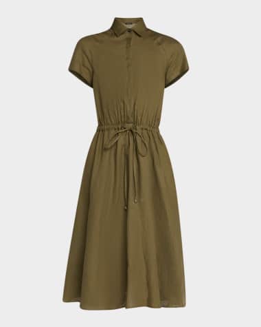 Kiton Short-Sleeve Linen A-Line Shirtdress