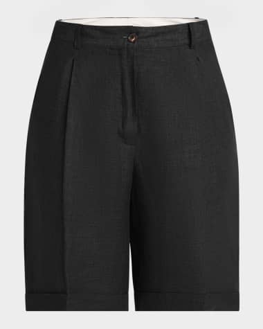 Kiton Pleated Linen Bermuda Shorts