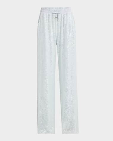 Kiton Sequined Straight-Leg Drawstring Pants