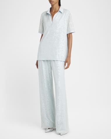 Kiton Sequined Short-Sleeve Polo Shirt