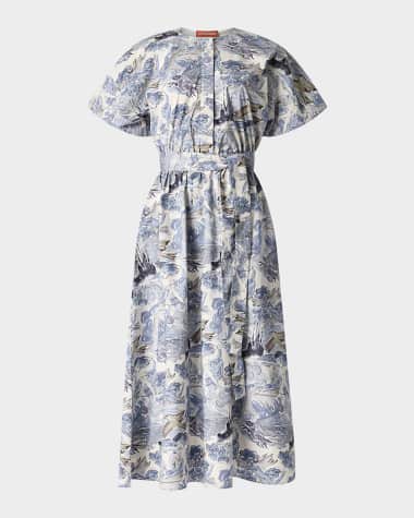 Altuzarra Paulina Printed Poplin Self-Tie Dress