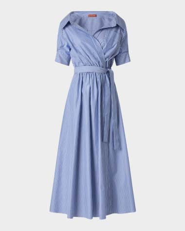 Altuzarra Lydia Stripe Poplin Midi Wrap Dress