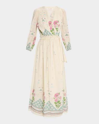 EMPORIO SIRENUSE Lavinia Long-Sleeve Midi Wrap Dress