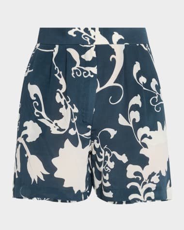 EMPORIO SIRENUSE Tamu Pleated Silk Shorts