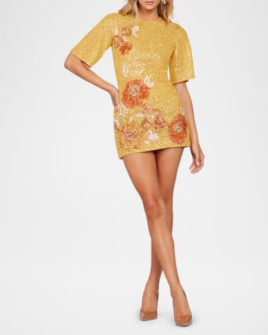 HELSI Brook Sequin Floral Applique Mini Dress