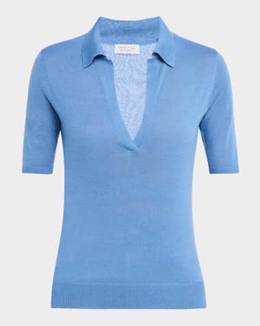 Gabriela Hearst Frank Short-Sleeve Cashmere-Silk Polo Sweater