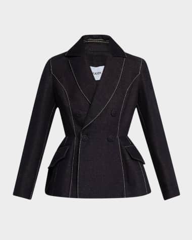 Dice Kayek Double-Breasted Denim Peplum Jacket