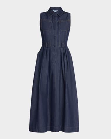 Dice Kayek Sleeveless Denim Midi Shirtdress