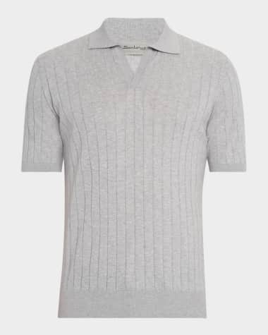 Sartorio Men's Cotton Rib Short-Sleeve Polo Sweater