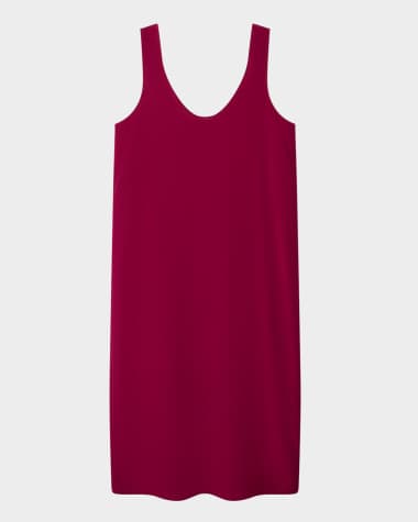 Another Tomorrow Scoop-Neck Silk Midi Tank Dress