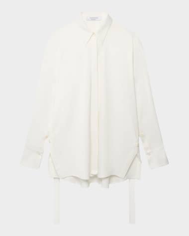 Another Tomorrow Bias Button-Side Collared Shirt