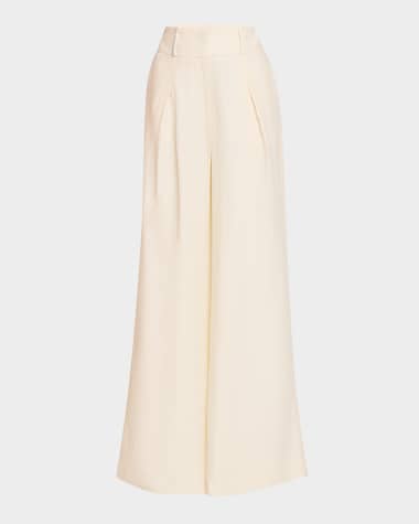 Peserico Pleated Wide-Leg Linen Pants