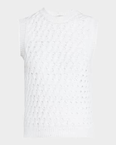 Peserico Sleeveless Open-Knit Sequin Sweater