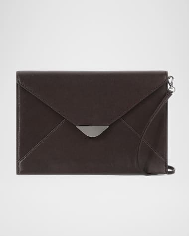 STAUD Marcella Envelope Flap Leather Clutch Bag
