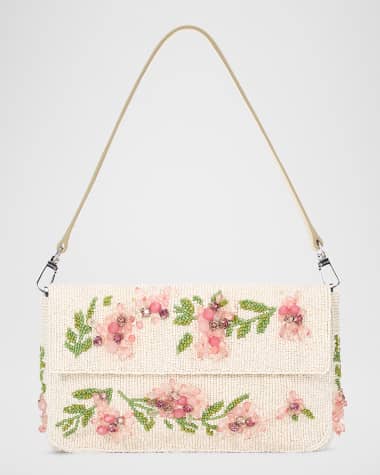 STAUD Timmy Floral Beaded Shoulder Bag