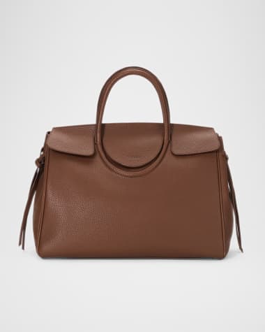 STAUD Maude Fold-Over Flap Leather Top-Handle Bag