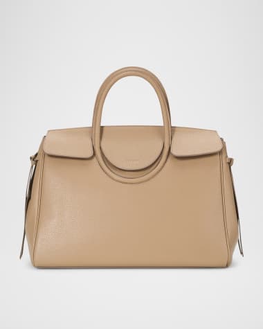 STAUD Maude Fold-Over Flap Leather Top-Handle Bag