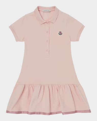 Moncler Girl's Drop-Waist Short-Sleeve Polo Dress, Size 8A-10A