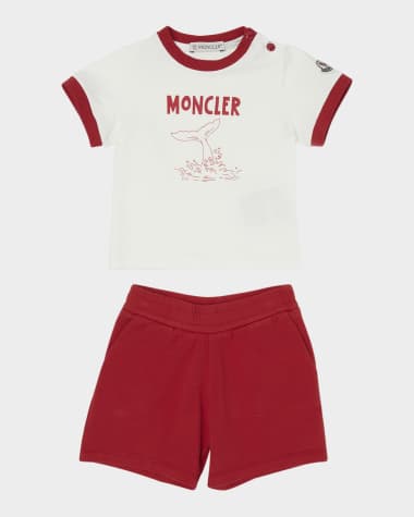 Moncler Boy's Whale Tale Graphic T-Shirt and Shorts Set, Size 6M-3